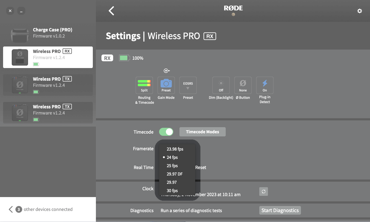 Wireless PRO framerate settings