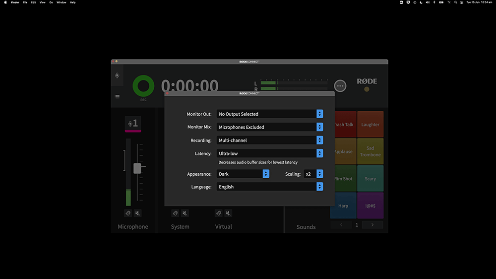 RØDE Connect advanced settings