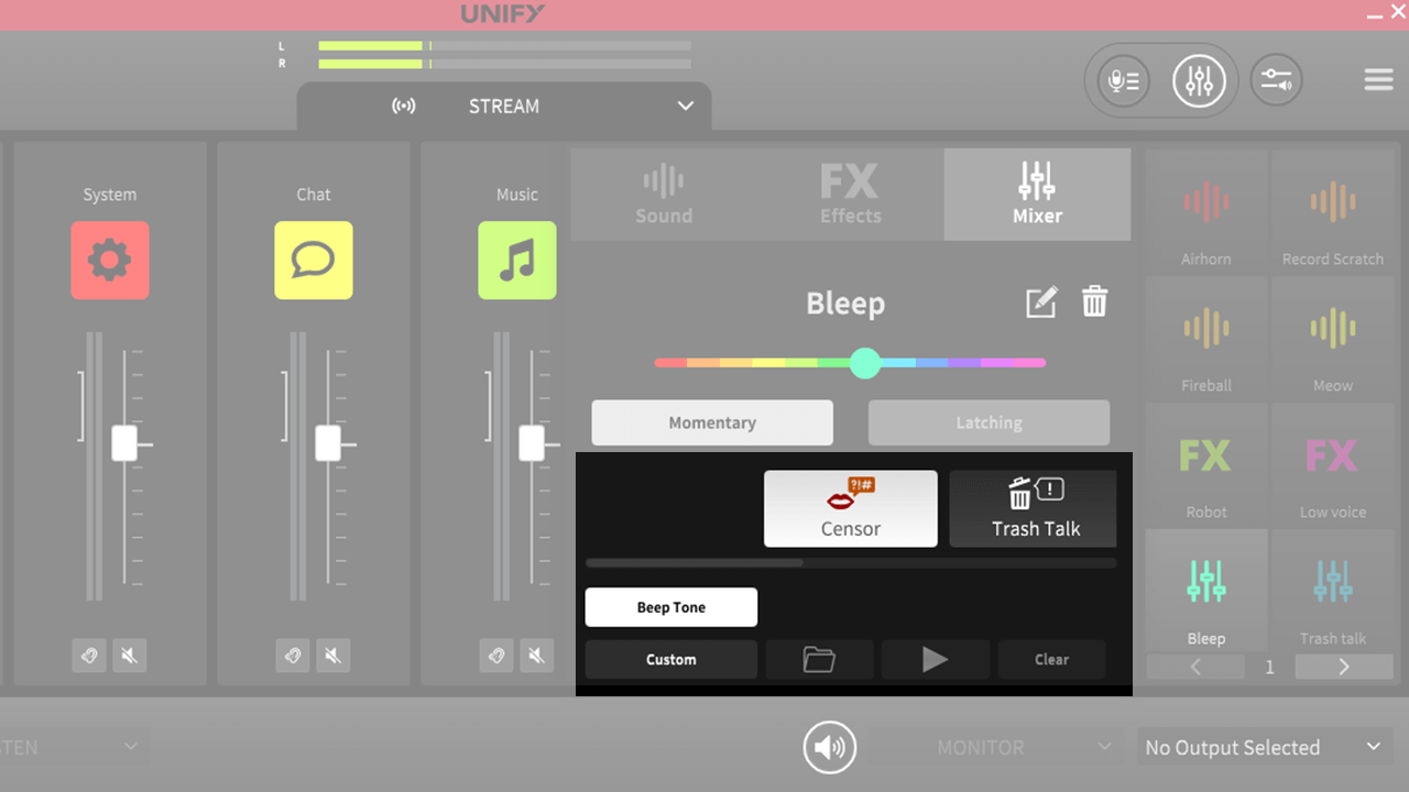 UNIFY censor effect settings